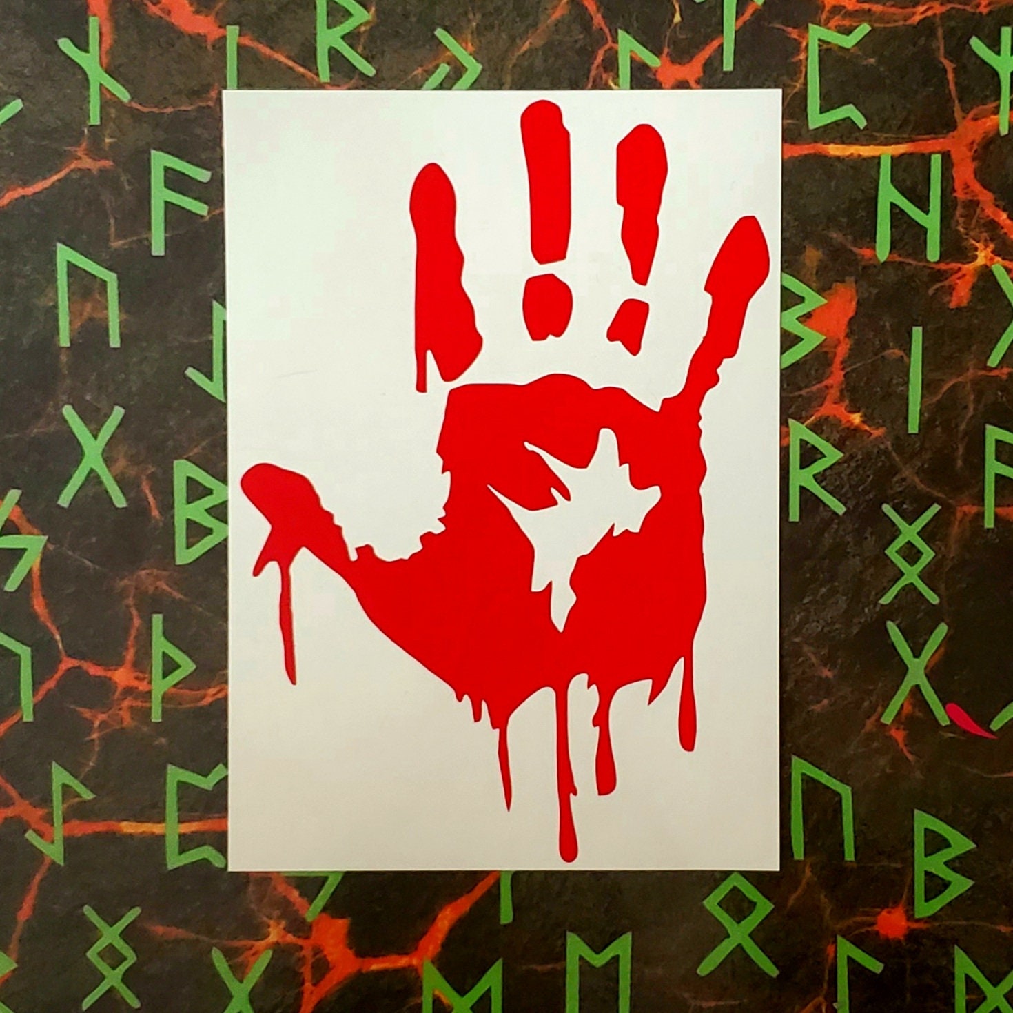 Red Handprint Car Hood Stickers Halloween Spooky Blood Bleeding Decoration  Set