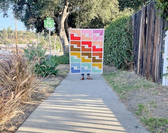 Tinten van zomerquiltpatroon | PDF-quiltpatroon | Digitaal patroon | Babydekbed | Gooi dekbed | Peuter | Origineel modern quiltontwerp