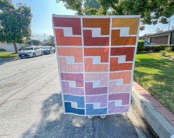 Shades of Summer Throw Quilt | Throw Quilt | Fableism Quilt | Floral Quilt | Ombré Quilt