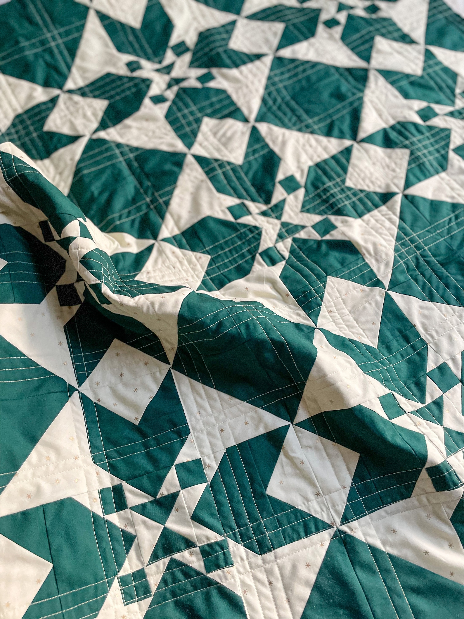 Quilted Green Holiday Tree Skirt White and Green Tree Skirt Modern