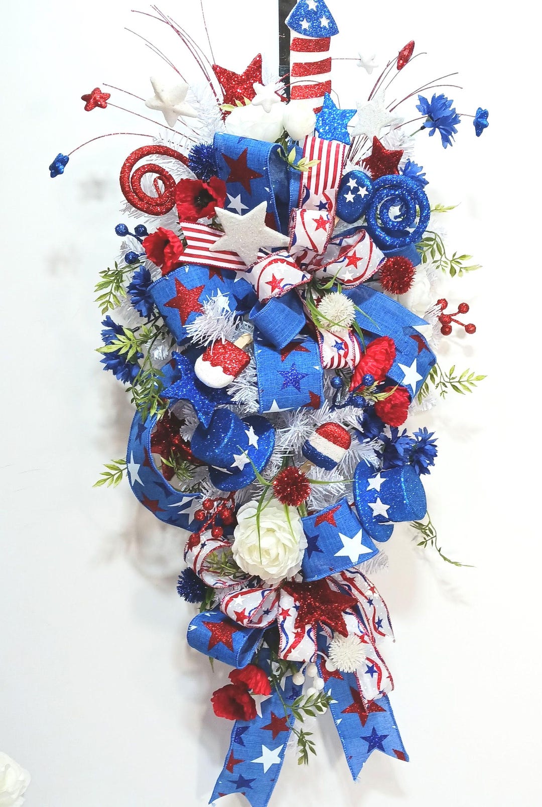Patriotic Door Swag: Red, White & Blue 4th of July Decor - Etsy