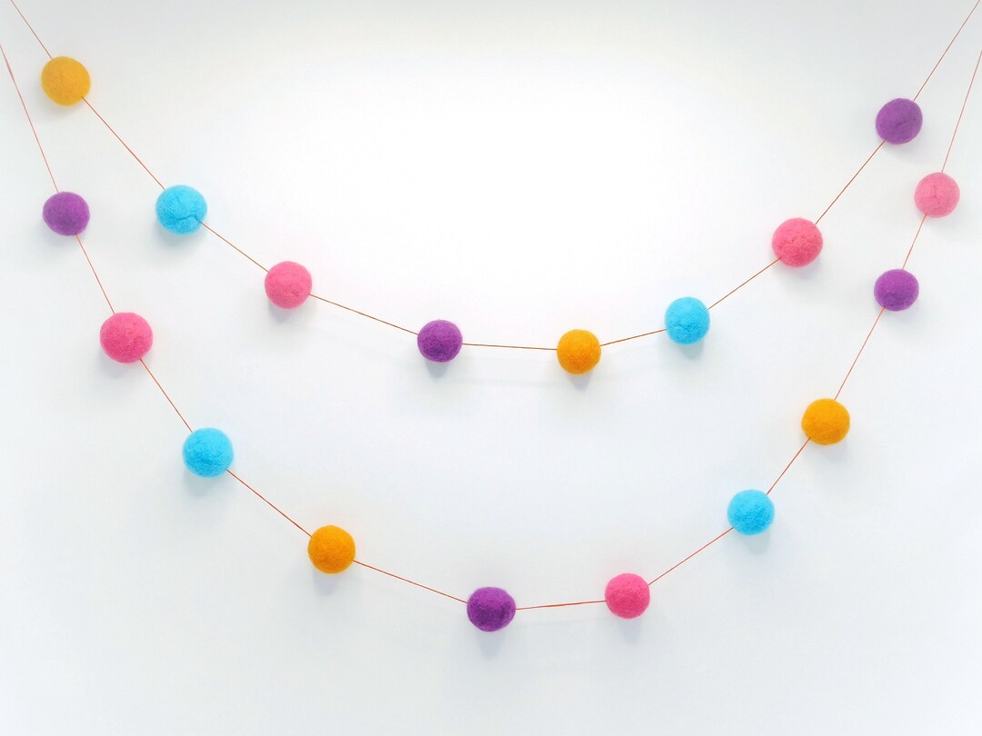 Guirlande De Boules En Feutre Colorées Faites à La Main - Guirlande De