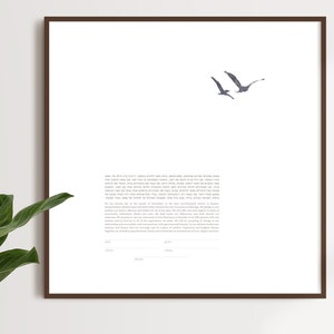 Ketubah Birds, Ketubah Watercolor, Ketubah Modern, Ketubah Contemporary, Interfaith Ketubah, Interfaith Hebrew Ketubah, Minimalist ketubah