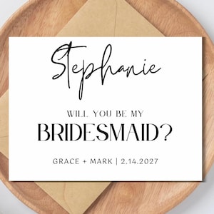 Modern Bridesmaid Proposal Card Template: Editable DIY (Digital Download)