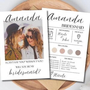 Personalized Photo Bridesmaid Proposal Card: Modern Printable Template (Digital Download)