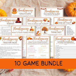Thanksgiving Printable Games Bundle, Thanksgiving Games for Kids, Thanksgiving Activity Bundle, Thanksgiving Games, Thanksgiving Trivia