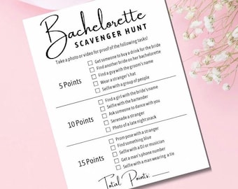 Bachelorette Scavenger Hunt Game, Hen Party Game, Bachelorette Activity, Scavenger Hunt for Hen Party, Bride-To-Be Bar Games, Hen Night Game