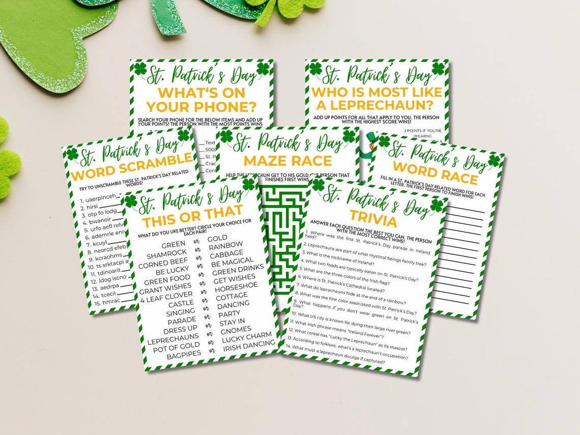 St Patricks Day Printable Games, St Patricks Day Games Bundle, St ...