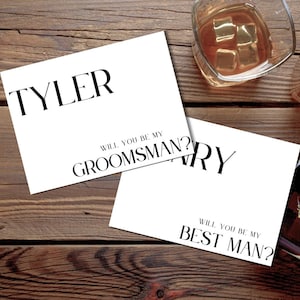 Modèle de carte de proposition Will you be my Groomsman minimaliste moderne, proposition du meilleur homme, ensemble imprimable, cadeaux personnalisés