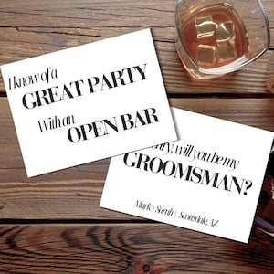 Otwarty bar Nowoczesny minimalistyczny Czy będziesz moim drużbą Karta propozycji Szablon, propozycja drużby, zestaw do druku