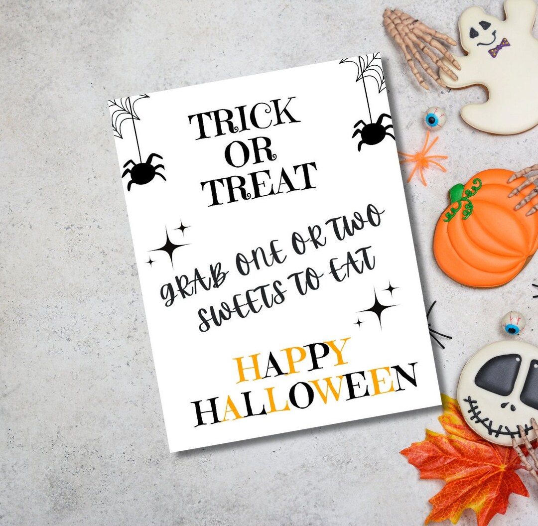 Printable Please Take One Treat Sign Halloween Trick-or-treat - Etsy