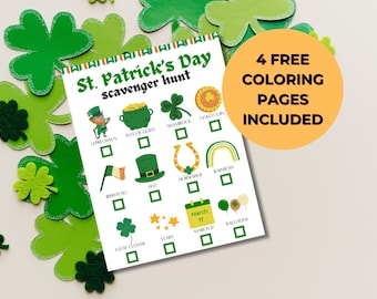 St. Patrick's Day Scavenger Hunt Printable for Kids, St. Patrick's Day Party Game, St. Patrick's Day Kid Activity, Leprechaun Treasure Hunt