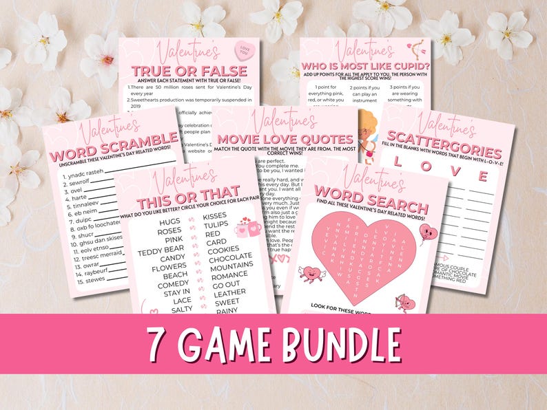 Valentines Day Printable Games Bundle, Valentines Day Games for Kids ...