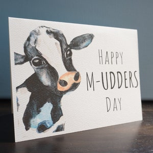 Happy M-UDDERS day funny mother's day card Cute watercolor dairy cow matching vinyl sticker gift for mom, expecting mother's, friend image 7