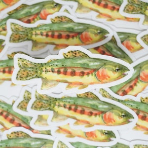 Watercolor Fish Sticker || Die-cut Vinyl Sticker| Rainbow Trout || Water Bottle, Yeti, Laptop, phone case, hydro flask, decorative decal