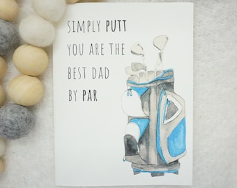 Funny Golf Dad Card: Watercolor Father's Day Card