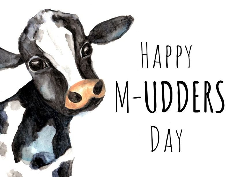 Happy M-UDDERS day funny mother's day card Cute watercolor dairy cow matching vinyl sticker gift for mom, expecting mother's, friend image 6