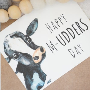 Happy M-UDDERS day funny mother's day card Cute watercolor dairy cow matching vinyl sticker gift for mom, expecting mother's, friend image 3