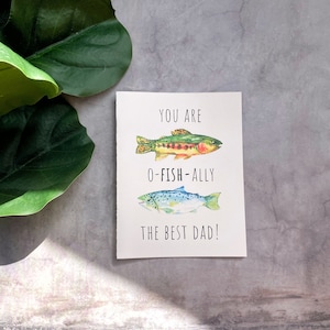 Officially (oFISHally) the best dad| funny card for Father’s Day or birthday| punny| watercolor painted fish