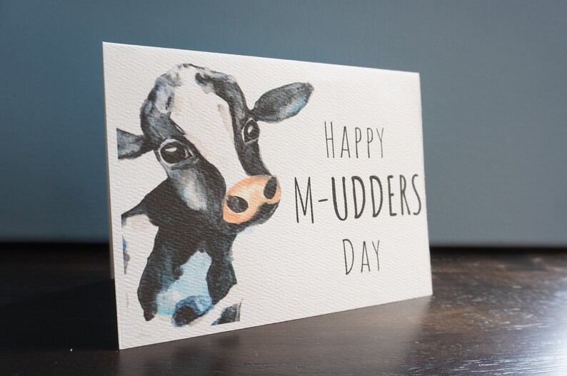 Happy M-UDDERS day funny mother's day card Cute watercolor dairy cow matching vinyl sticker gift for mom, expecting mother's, friend image 7