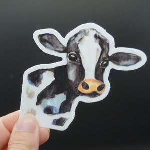 Watercolor Cow Sticker || Die-cut Vinyl Sticker || Water bottle, Yeti, Cooler, Laptop, skateboard, phone case sticker, decorative decal