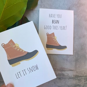 Winter Boot Blank Greeting Card | Let it Snow| Christmas Cards | Matching Vinyl sticker | Bean Boot | thinking of you