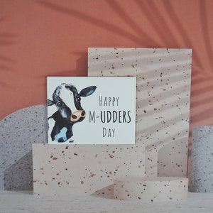 Happy M-UDDERS day funny mother's day card Cute watercolor dairy cow matching vinyl sticker gift for mom, expecting mother's, friend image 2