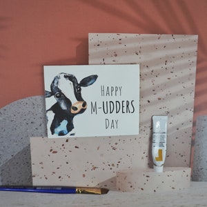 Happy M-UDDERS day funny mother's day card Cute watercolor dairy cow matching vinyl sticker gift for mom, expecting mother's, friend image 4