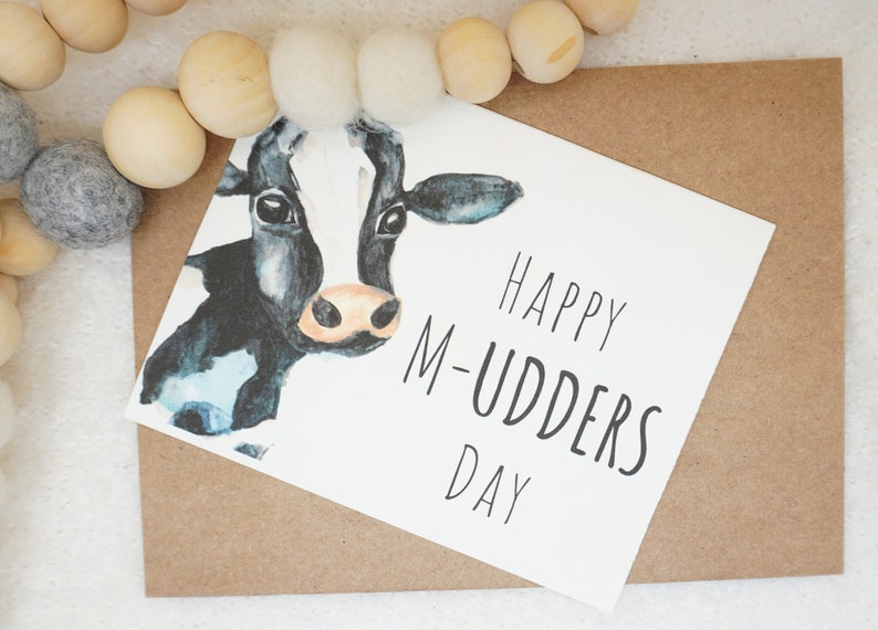 Happy M-UDDERS day funny mother's day card Cute watercolor dairy cow matching vinyl sticker gift for mom, expecting mother's, friend image 8