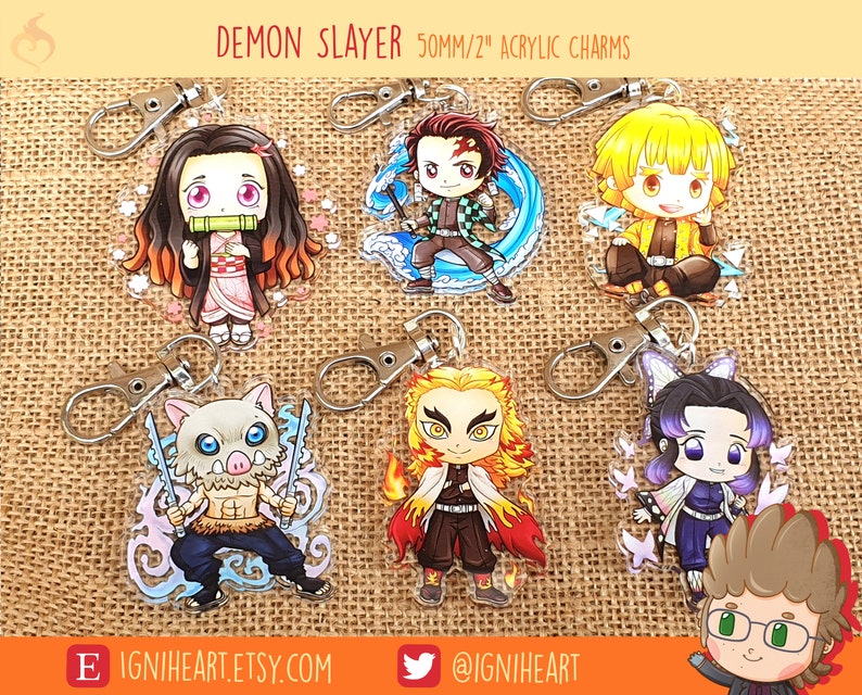 Demon Slayer Keychain Charms Etsy