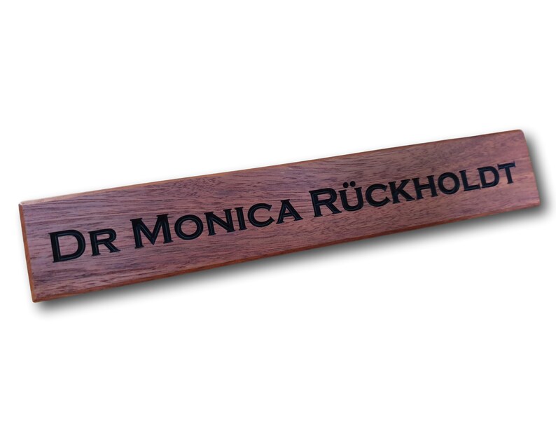 Desk Name Plaque Reclaimed Jarrah Timber Quality Deep Cut CNC Routed Lettering Custom Made To Order image 5