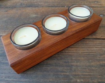 Tealight Candle Holder Tasmanian Blackwood with Glass Inserts