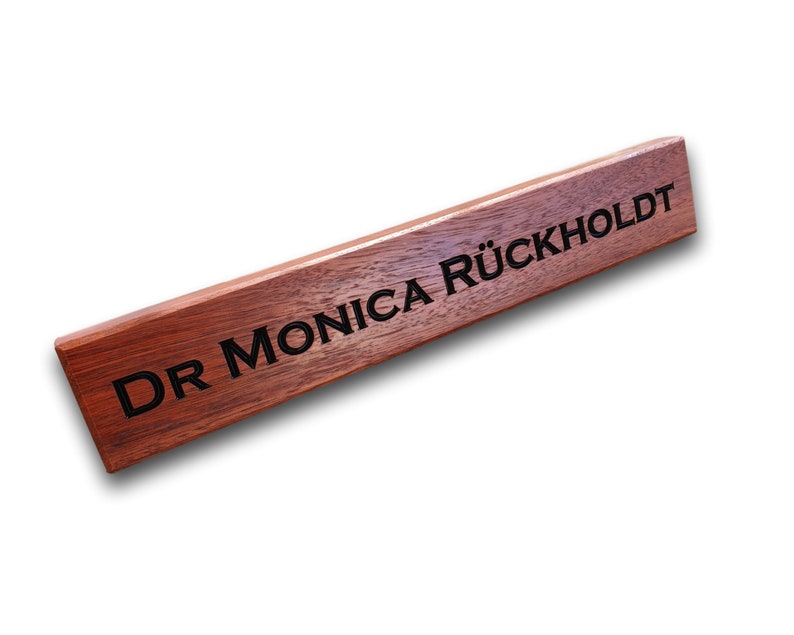 Desk Name Plaque Reclaimed Jarrah Timber Quality Deep Cut CNC Routed Lettering Custom Made To Order image 1