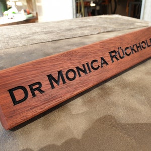 Desk Name Plaque Reclaimed Jarrah Timber Quality Deep Cut CNC Routed Lettering Custom Made To Order image 7