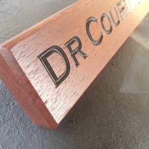 Desk Name Plaque Reclaimed Jarrah Timber Quality Deep Cut CNC Routed Lettering Custom Made To Order image 3