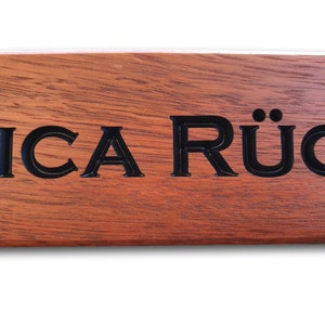 Desk Name Plaque Reclaimed Jarrah Timber Quality Deep Cut CNC Routed Lettering Custom Made To Order image 4