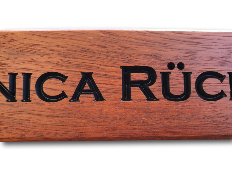 Desk Name Plaque Reclaimed Jarrah Timber Quality Deep Cut CNC Routed Lettering Custom Made To Order image 4