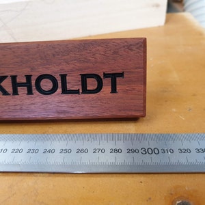 Desk Name Plaque Reclaimed Jarrah Timber Quality Deep Cut CNC Routed Lettering Custom Made To Order image 6