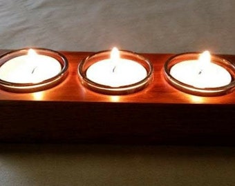 Tealight Candle Holder Tasmanian Oak with Glass Inserts