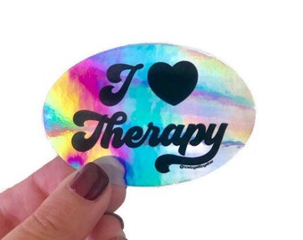 I "Heart" Therapy Holographic Sticker