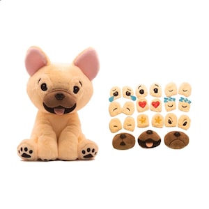 emotipals™ Frenchie Plush – Utbytbara känslomässiga ansikten • Social-emotionell inlärningsleksak • Terapiverktyg för barn • Emotionell reglering