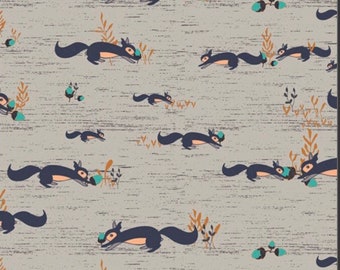 Squirrels At Play Forester / Little Forester Fusion / Art Gallery Fabrics Yardage / Forest Animals / Woodlands Nursery