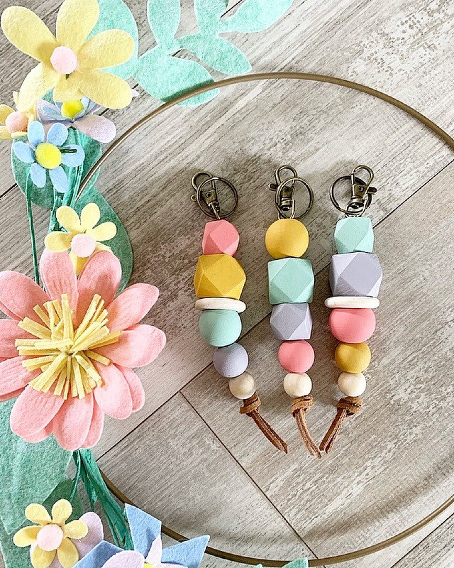 Pastel Rainbow Keychain Etsy