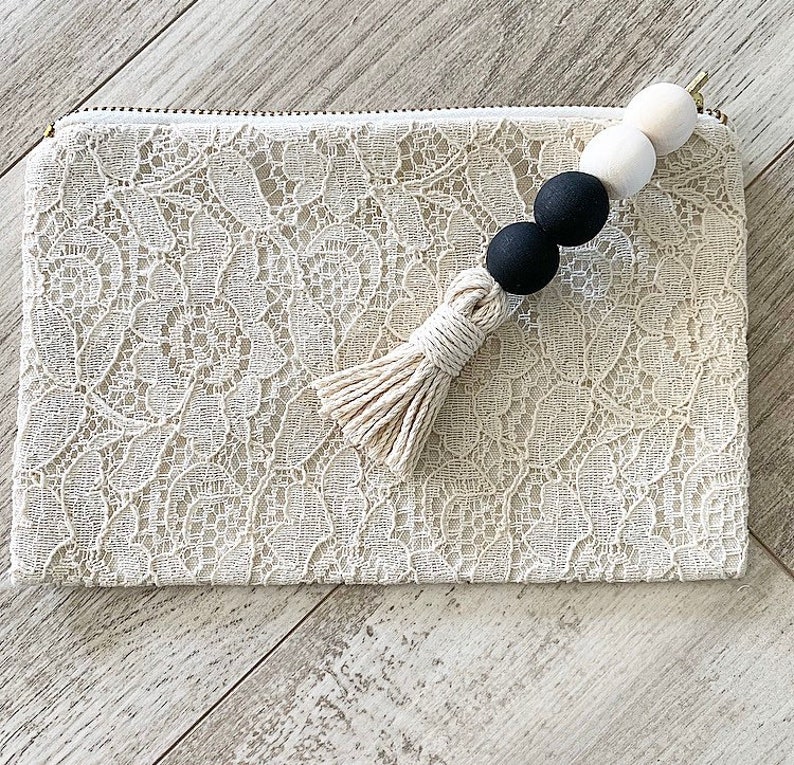 Black and White Lace Pouch