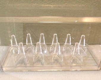 Championship Ring Display Case: 10 Stands, Clear Acrylic Holder