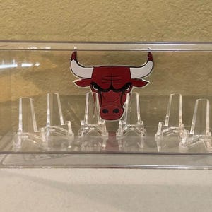 Chicago Bulls Custom NBA Finals Champions Deluxe 6 Basketball Ring Display Case Michael Jordan #23 w/6 Stands