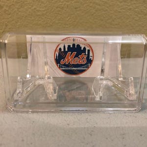 New York Mets Custom Baseball World Series Champions 2 Ring Display Case w/2 Stands