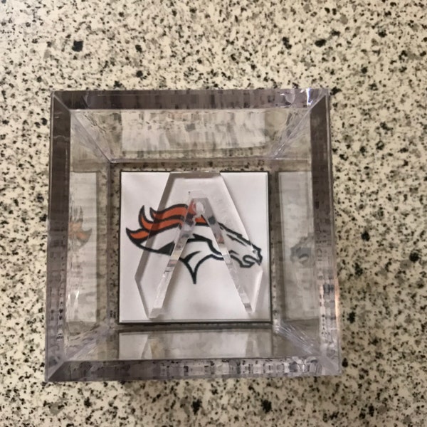 Denver Broncos Custom NFL Super Bowl Ring Fan Ring Football Ring Display Case w/Stand