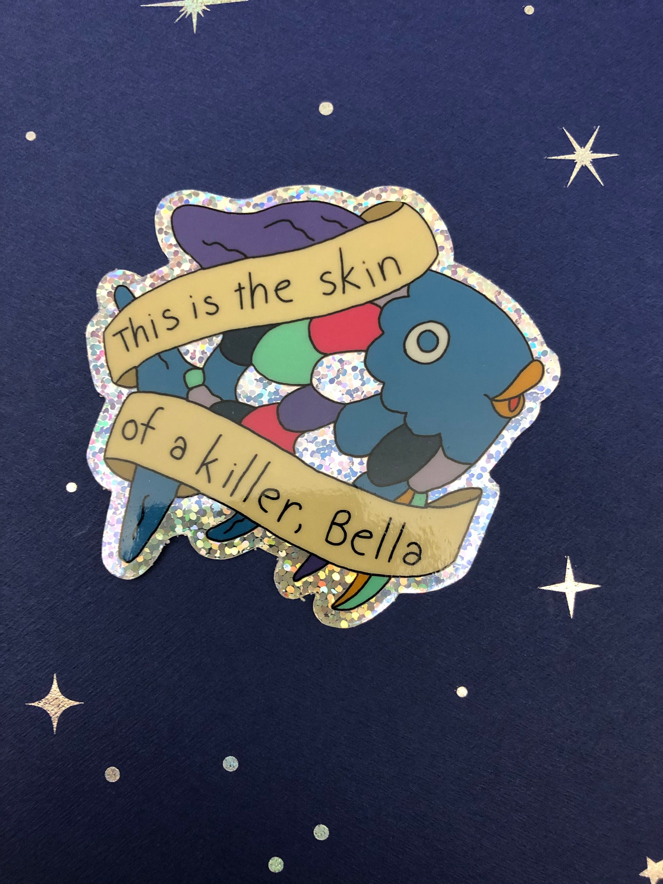 Vampire Fish Holographic Glitter--high Quality--vinyl Sticker - Etsy