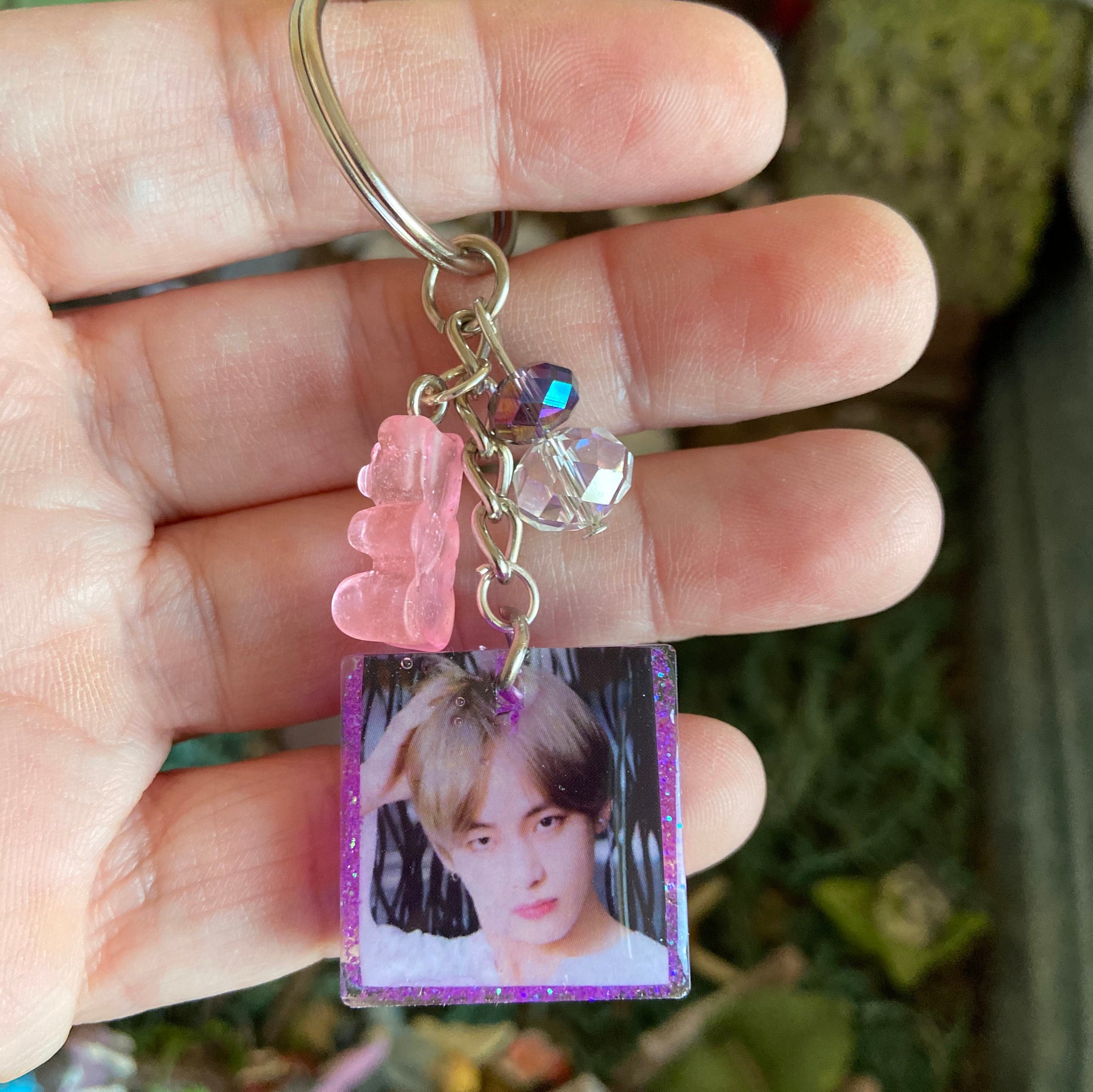 Handmade BTS Tae Taeyung resin purple keychain Etsy